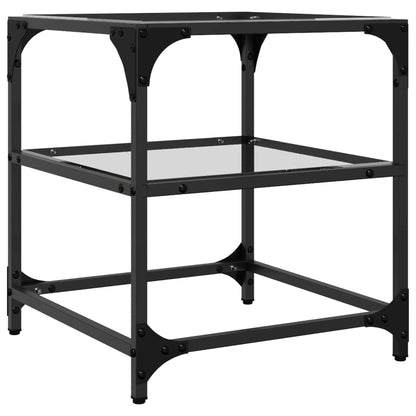 Tavolini con Piano in Vetro Trasparente 2 pz 40x40x45cm Acciaio | homemem39