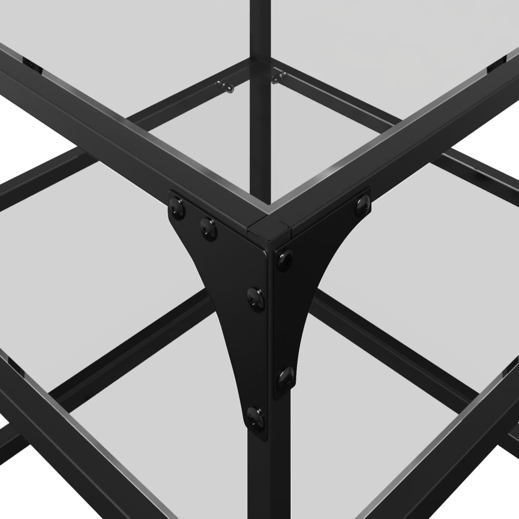 Tavolini con Piano in Vetro Trasparente 2 pz 40x40x45cm Acciaio | homemem39