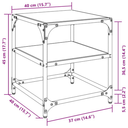 Tavolini con Piano in Vetro Trasparente 2 pz 40x40x45cm Acciaio