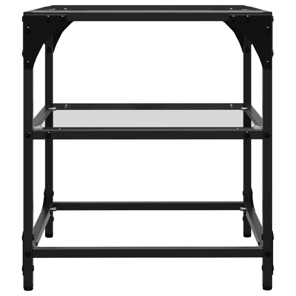 Tavolino Salotto con Piano Vetro Trasparente 40x40x45cm Acciaio