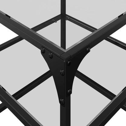 Tavolino Salotto con Piano Vetro Trasparente 40x40x45cm Acciaio