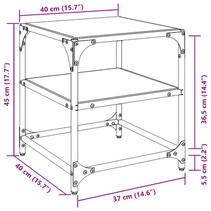 Tavolino Salotto con Piano Vetro Trasparente 40x40x45cm Acciaio | homemem39