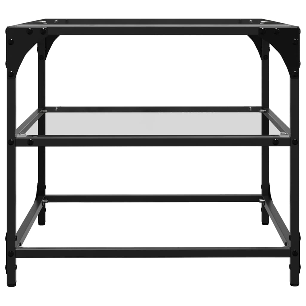 Tavolino Salotto con Piano Vetro Trasparente 50x50x45cm Acciaio | homemem39