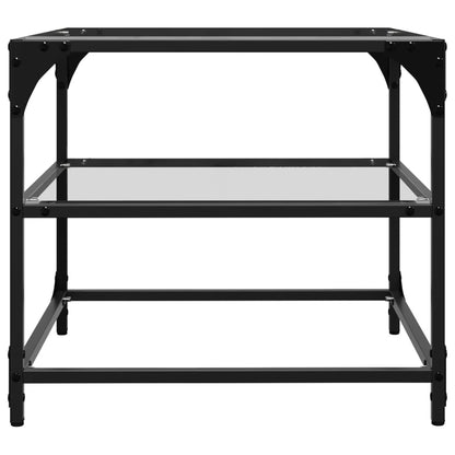Tavolino Salotto con Piano Vetro Trasparente 50x50x45cm Acciaio