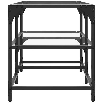 Tavolini con Piano Vetro Trasparente 2 pz 78,5x40x45 cm Acciaio