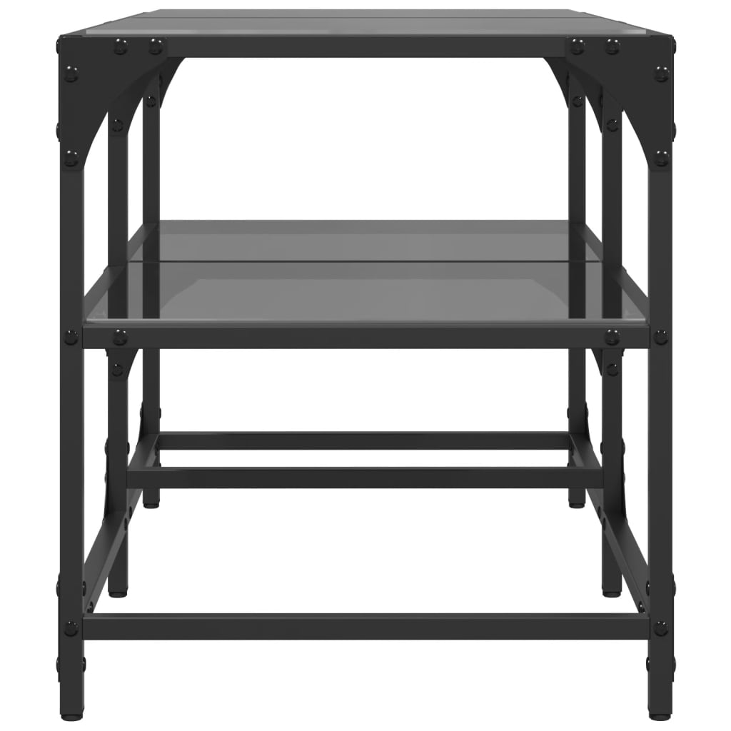 Tavolino con Piano in Vetro Nero 78,5x40x45 cm Acciaio | homemem39
