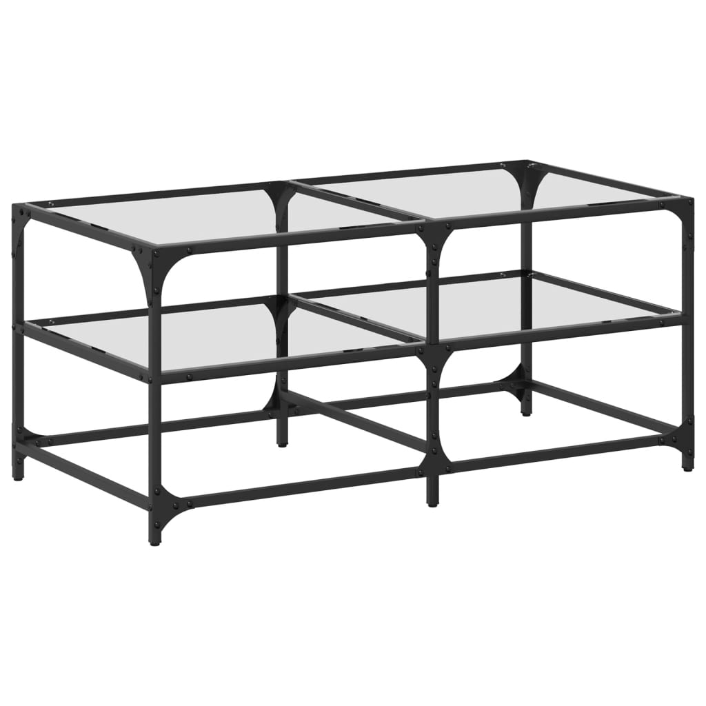 Tavolini con Piano Vetro Trasparente 2 pz 98,5x50x45 cm Acciaio | homemem39