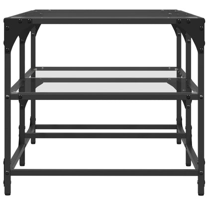 Tavolini con Piano Vetro Trasparente 2 pz 98,5x50x45 cm Acciaio | homemem39