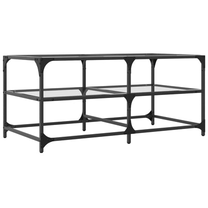 Tavolini con Piano Vetro Trasparente 2 pz 98,5x50x45 cm Acciaio | homemem39