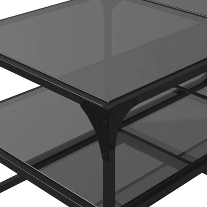 Tavolino con Piano in Vetro Nero 98,5x50x45 cm Acciaio | homemem39
