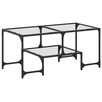 Tavolini con Piano Vetro Trasparente 2 pz 98,5x50x45 cm Acciaio | homemem39