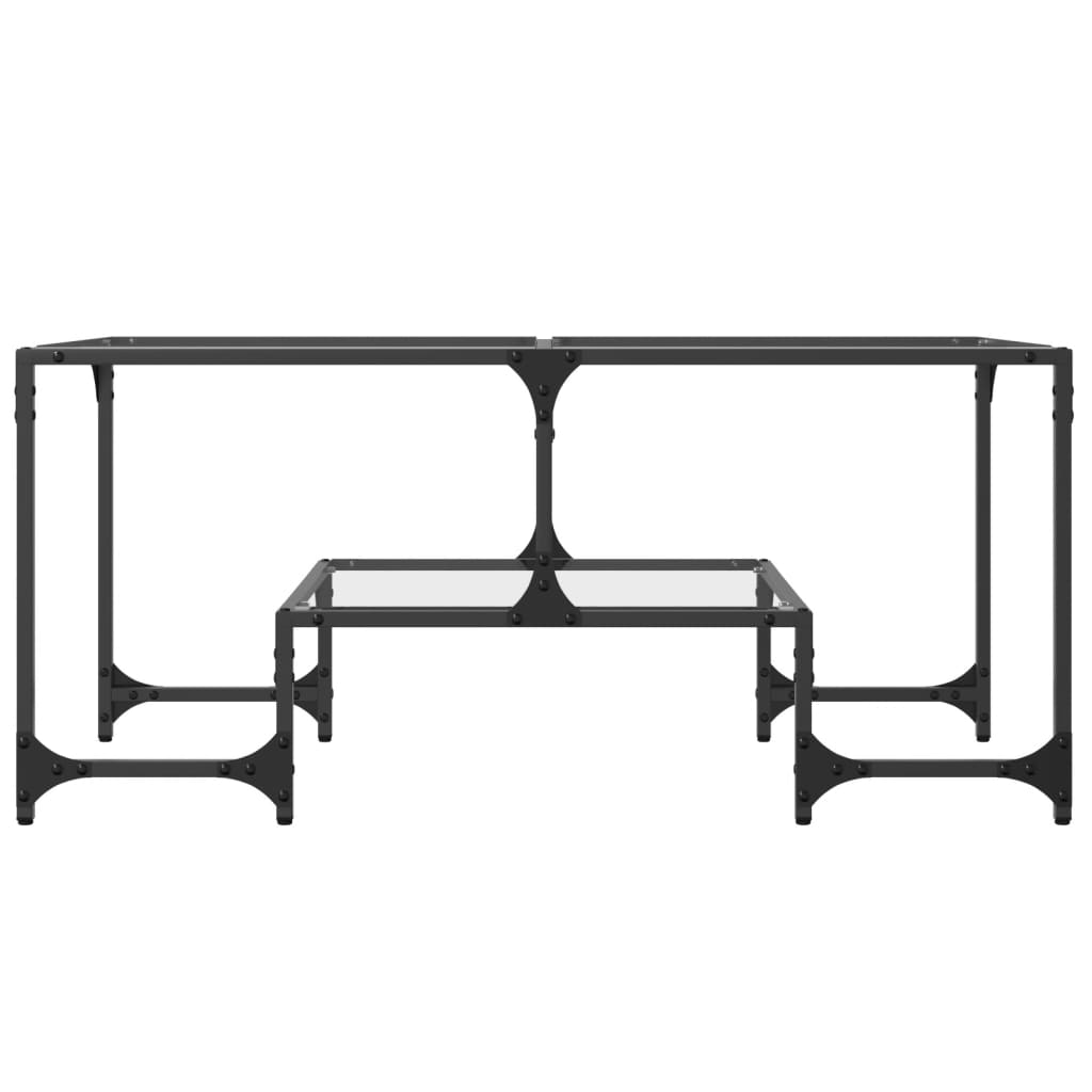 Tavolini con Piano Vetro Trasparente 2 pz 98,5x50x45 cm Acciaio