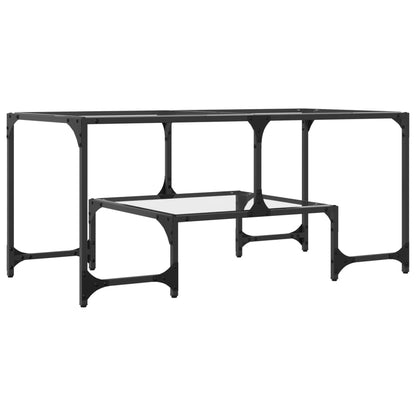 Tavolini con Piano Vetro Trasparente 2 pz 98,5x50x45 cm Acciaio | homemem39