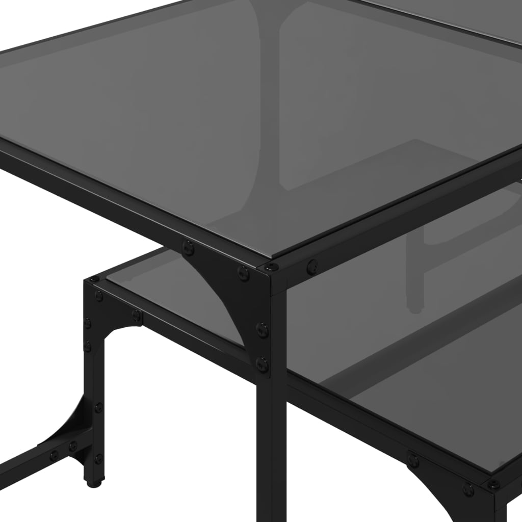 Tavolino con Piano in Vetro Nero 98,5x50x45 cm Acciaio | homemem39