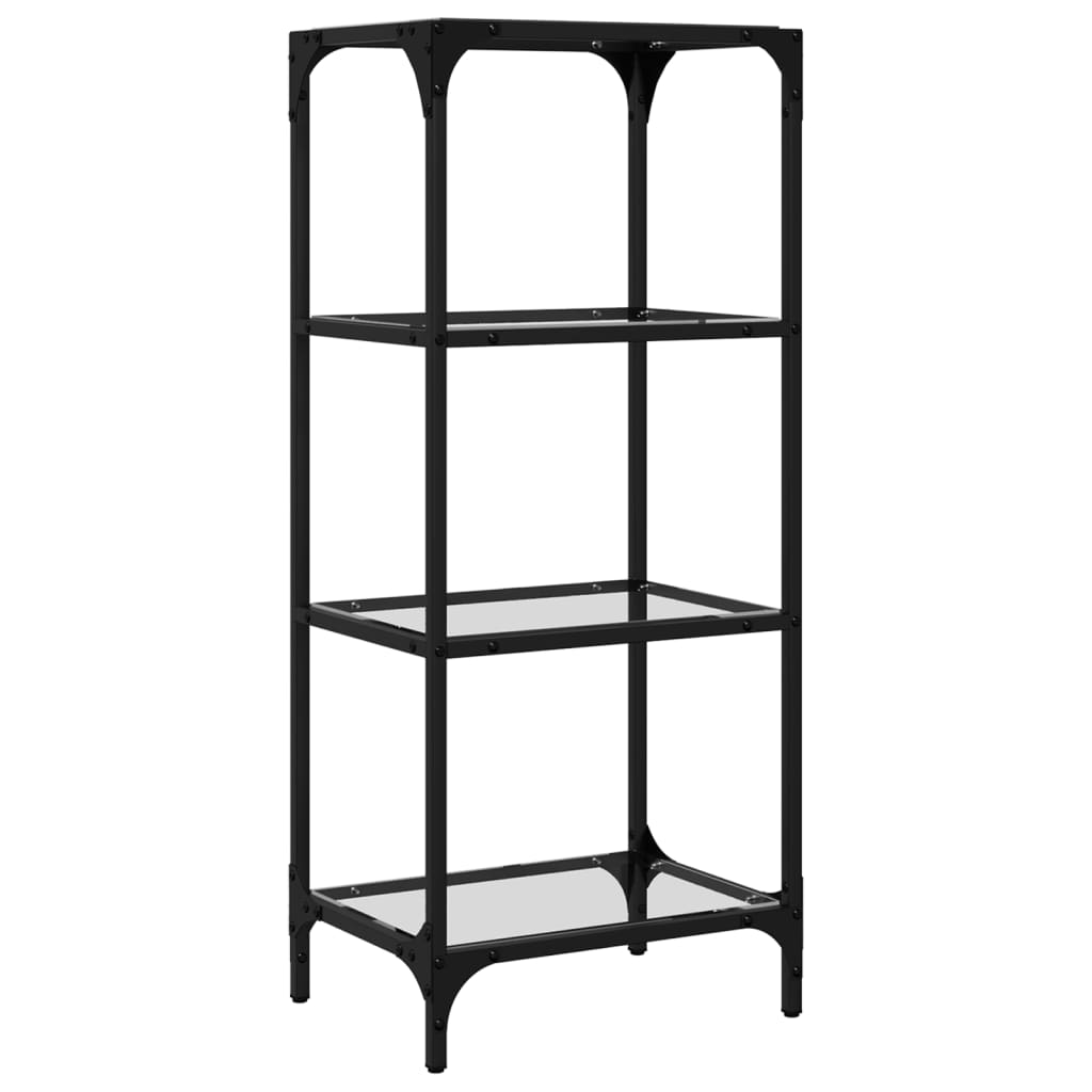 Scaffale con Piano in Vetro Trasparente 40x30x95cm in Acciaio | homemem39