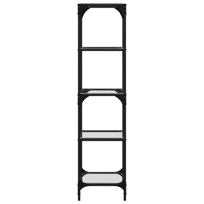Scaffale con Piano in Vetro Trasparente 40x30x123cm in Acciaio | homemem39