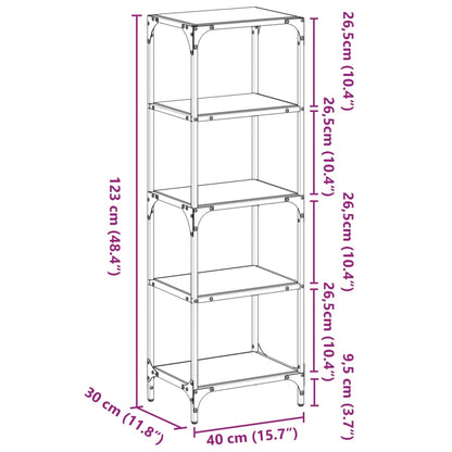 Scaffale con Piano in Vetro Trasparente 40x30x123cm in Acciaio | homemem39