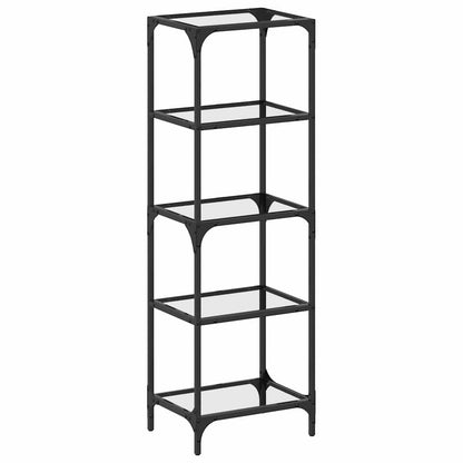 Scaffale con Piano in Vetro Nero 40x30x123cm in Acciaio | homemem39