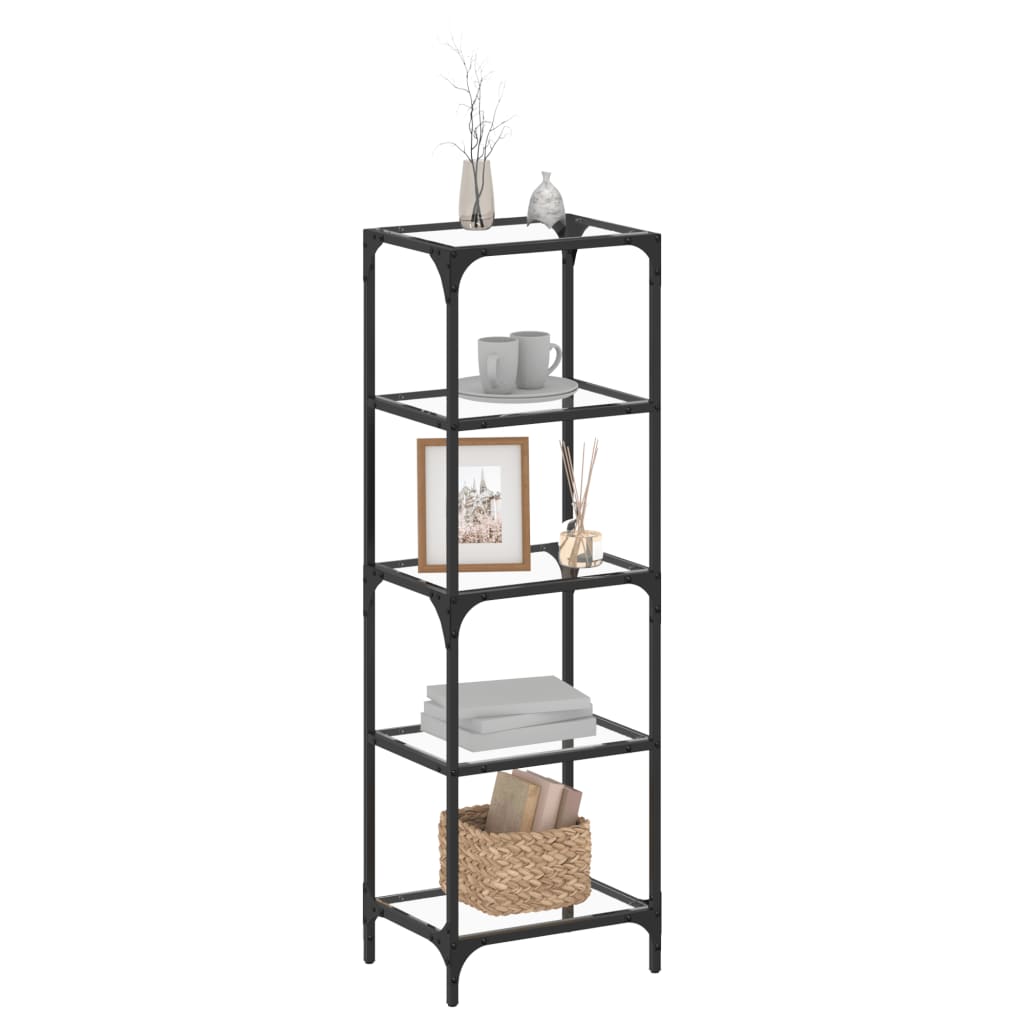 Scaffale con Piano in Vetro Nero 40x30x123cm in Acciaio | homemem39
