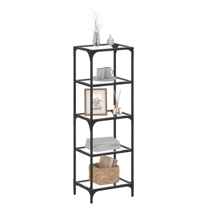 Scaffale con Piano in Vetro Nero 40x30x123cm in Acciaio | homemem39