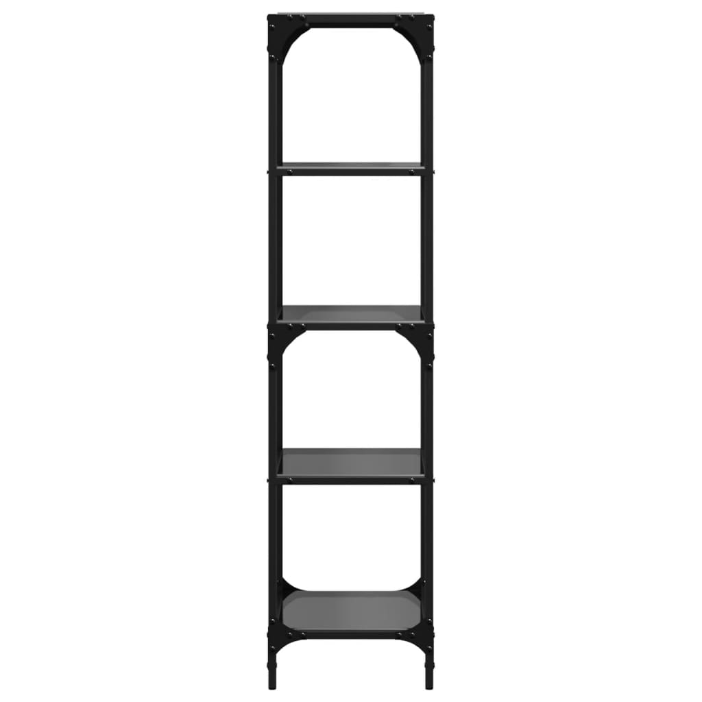 Scaffale con Piano in Vetro Nero 40x30x123cm in Acciaio | homemem39