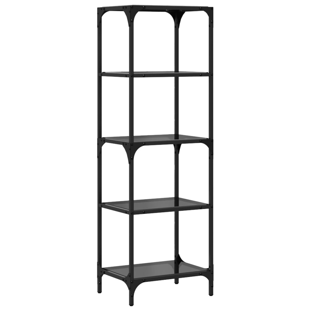 Scaffale con Piano in Vetro Nero 40x30x123cm in Acciaio | homemem39