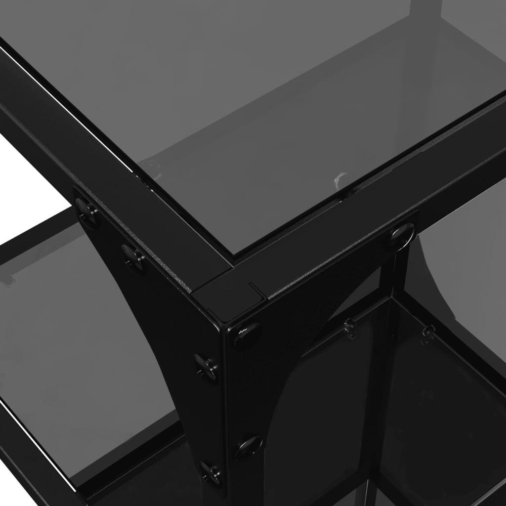 Scaffale con Piano in Vetro Nero 40x30x123cm in Acciaio - homemem39