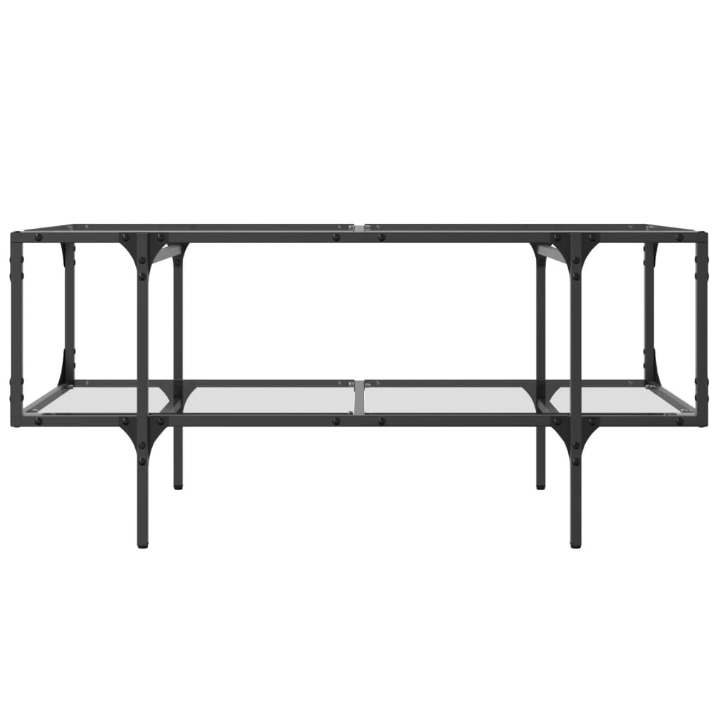 Tavolini con Piano Vetro Trasparente 2 pz 98,5x50x45 cm Acciaio