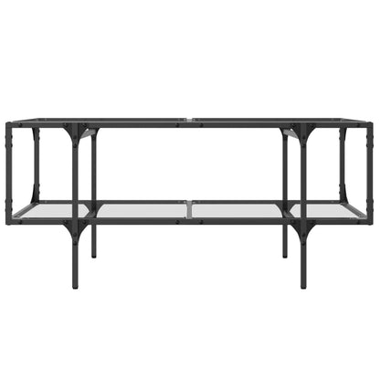 Tavolini con Piano Vetro Trasparente 2 pz 98,5x50x45 cm Acciaio