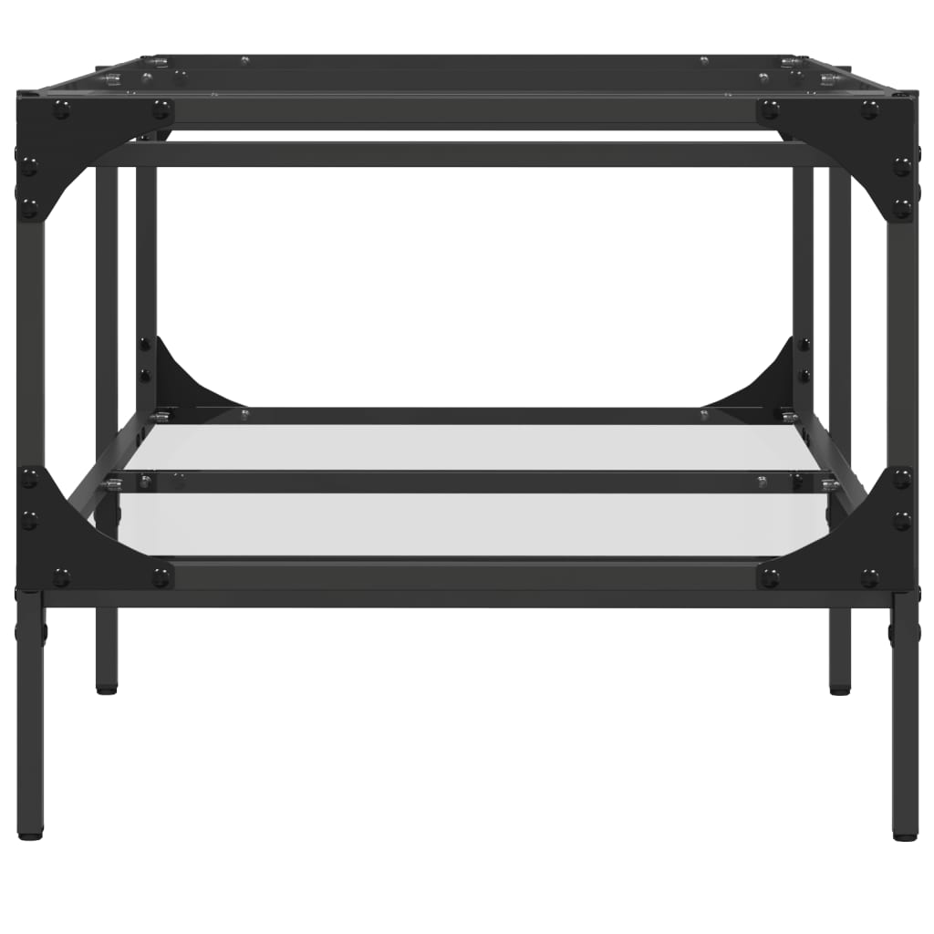 Tavolini con Piano Vetro Trasparente 2 pz 98,5x50x45 cm Acciaio
