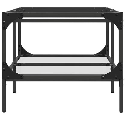 Tavolini con Piano Vetro Trasparente 2 pz 98,5x50x45 cm Acciaio