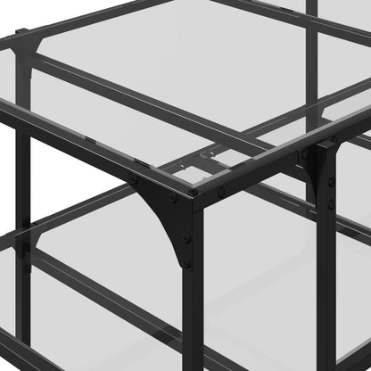 Tavolini con Piano Vetro Trasparente 2 pz 98,5x50x45 cm Acciaio