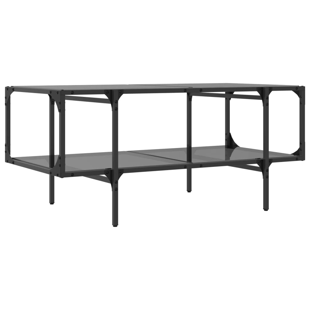 Tavolino con Piano in Vetro Nero 98,5x50x45 cm Acciaio | homemem39