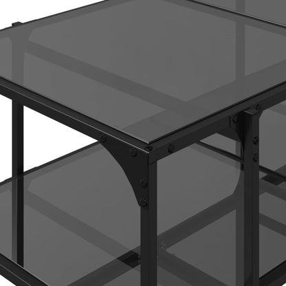 Tavolino con Piano in Vetro Nero 98,5x50x45 cm Acciaio | homemem39