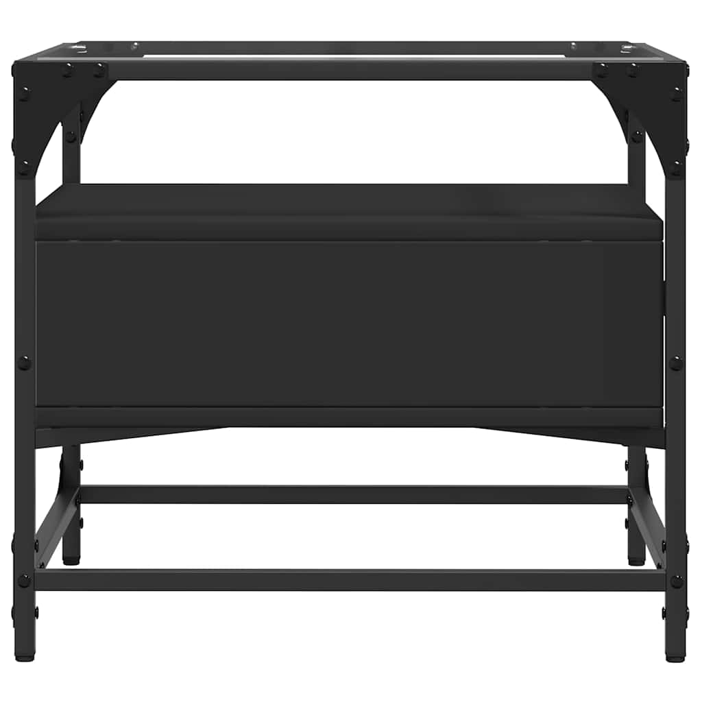 Tavolino con Piano in Vetro Nero 50x50x45 cm Acciaio | homemem39