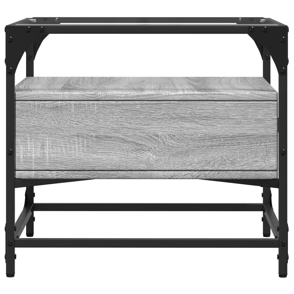 Tavolino con Piano in Vetro Grigio Sonoma 50x50x45 cm Acciaio | homemem39