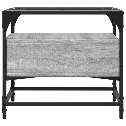 Tavolino con Piano in Vetro Grigio Sonoma 50x50x45 cm Acciaio | homemem39
