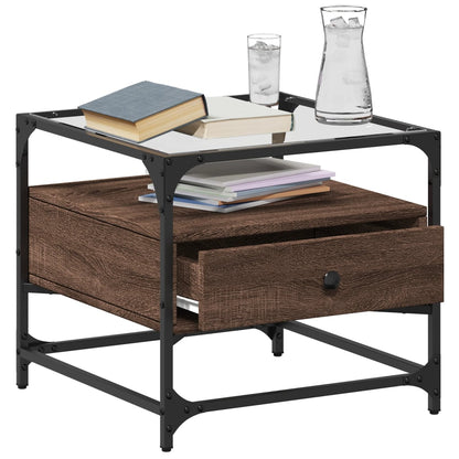 Tavolino Salotto con Ante in Vetro Rovere Marrone 50x50x45 cm | homemem39