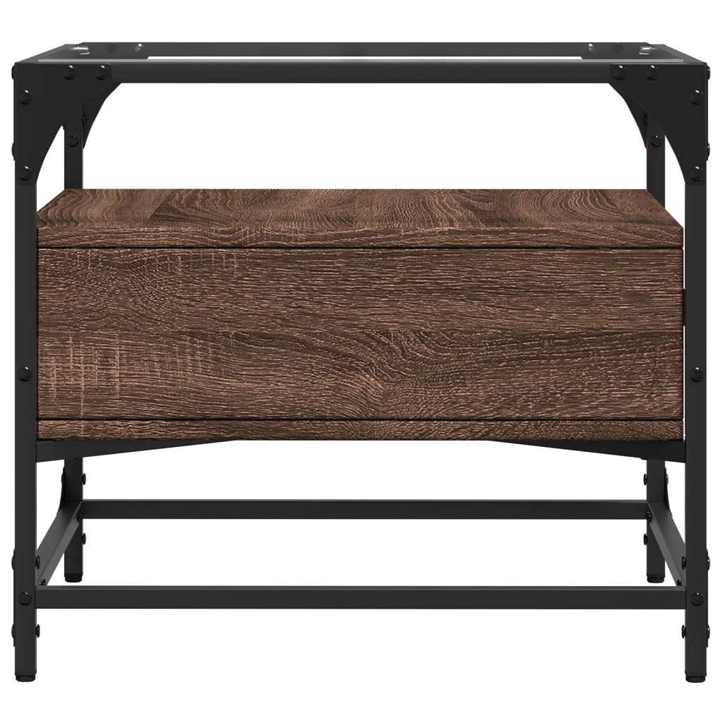 Tavolino Salotto con Ante in Vetro Rovere Marrone 50x50x45 cm | homemem39