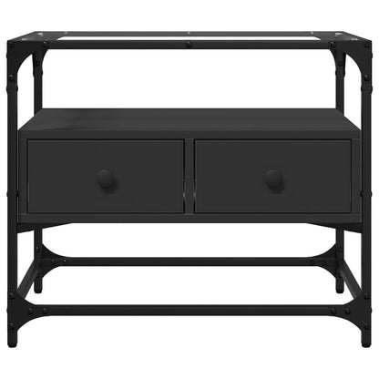 Mobile TV con Piano in Vetro Nero 60x35x51 cm Legno Multistrato