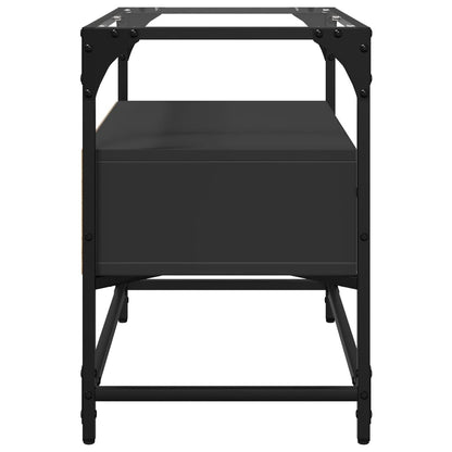 Mobile TV con Piano in Vetro Nero 60x35x51 cm Legno Multistrato