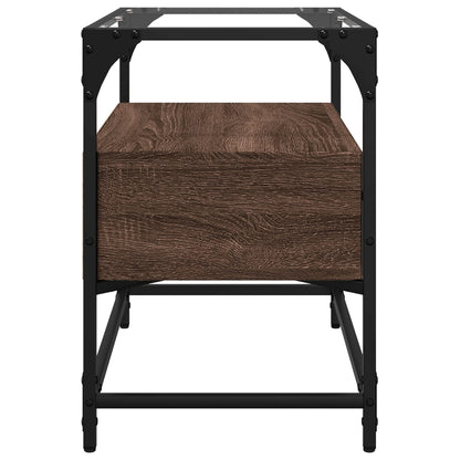 Mobile TV Piano Vetro Rovere Marrone 60x35x51 Legno Multistrato