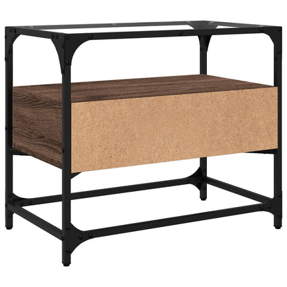 Mobile TV Piano Vetro Rovere Marrone 60x35x51 Legno Multistrato