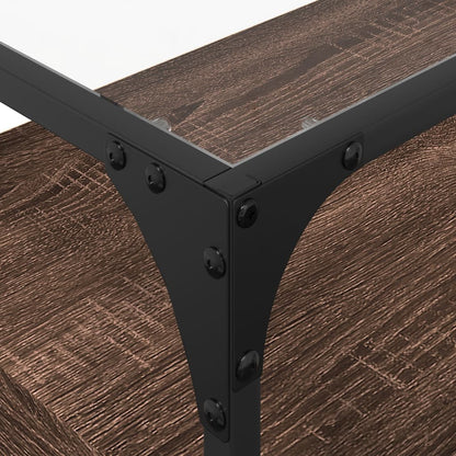 Mobile TV Piano Vetro Rovere Marrone 60x35x51 Legno Multistrato