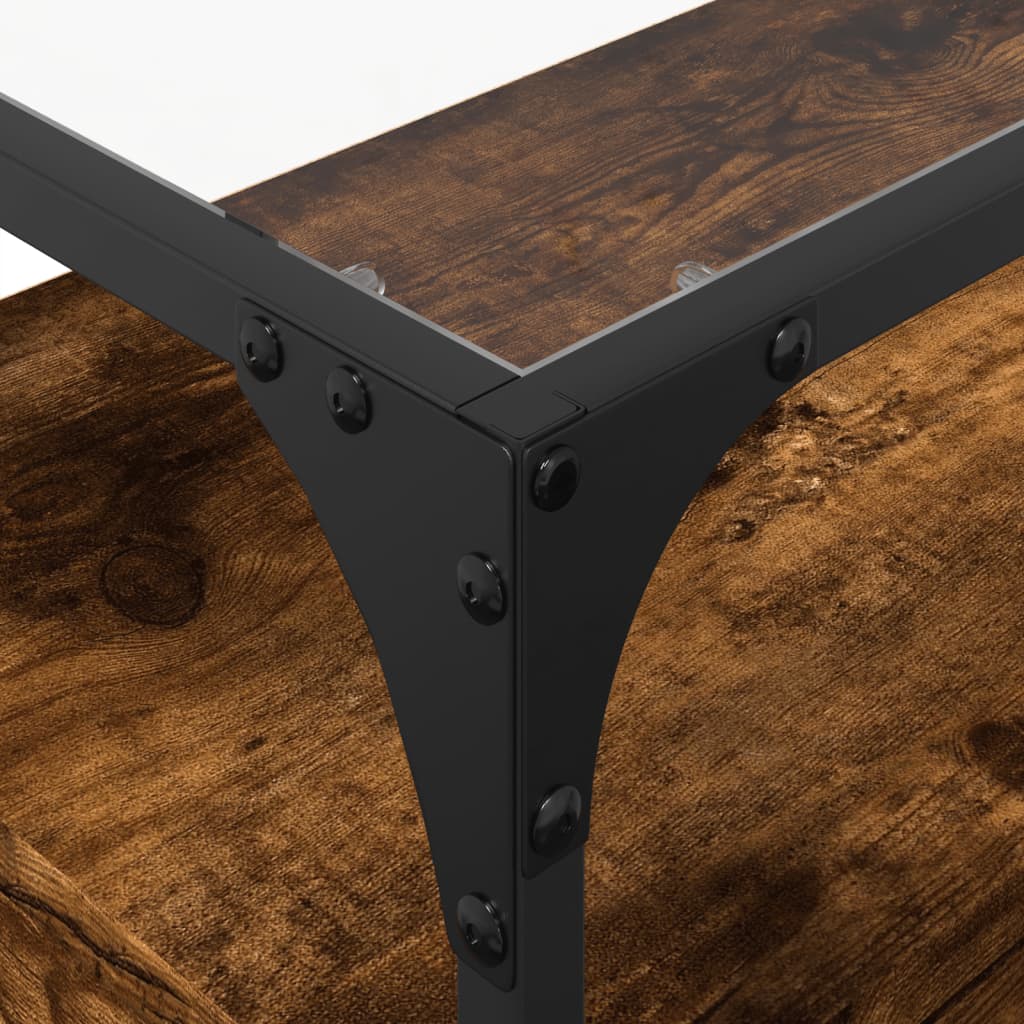 Mobile TV Piano Vetro Rovere Fumo 80x35x51cm Legno Multistrato - homemem39