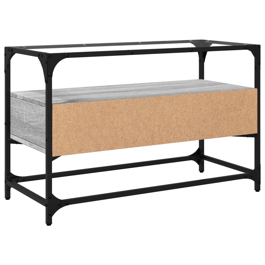 Mobile TV Piano Vetro Grigio Sonoma 80x35x51 Legno Multistrato - homemem39