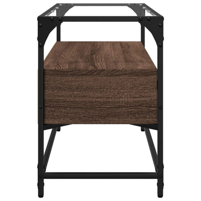 Mobile TV Piano Vetro Rovere Marrone 80x35x51 Legno Multistrato - homemem39