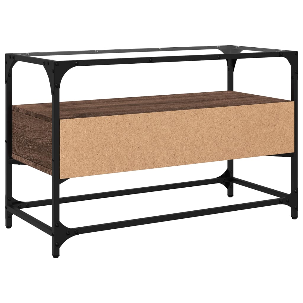 Mobile TV Piano Vetro Rovere Marrone 80x35x51 Legno Multistrato - homemem39