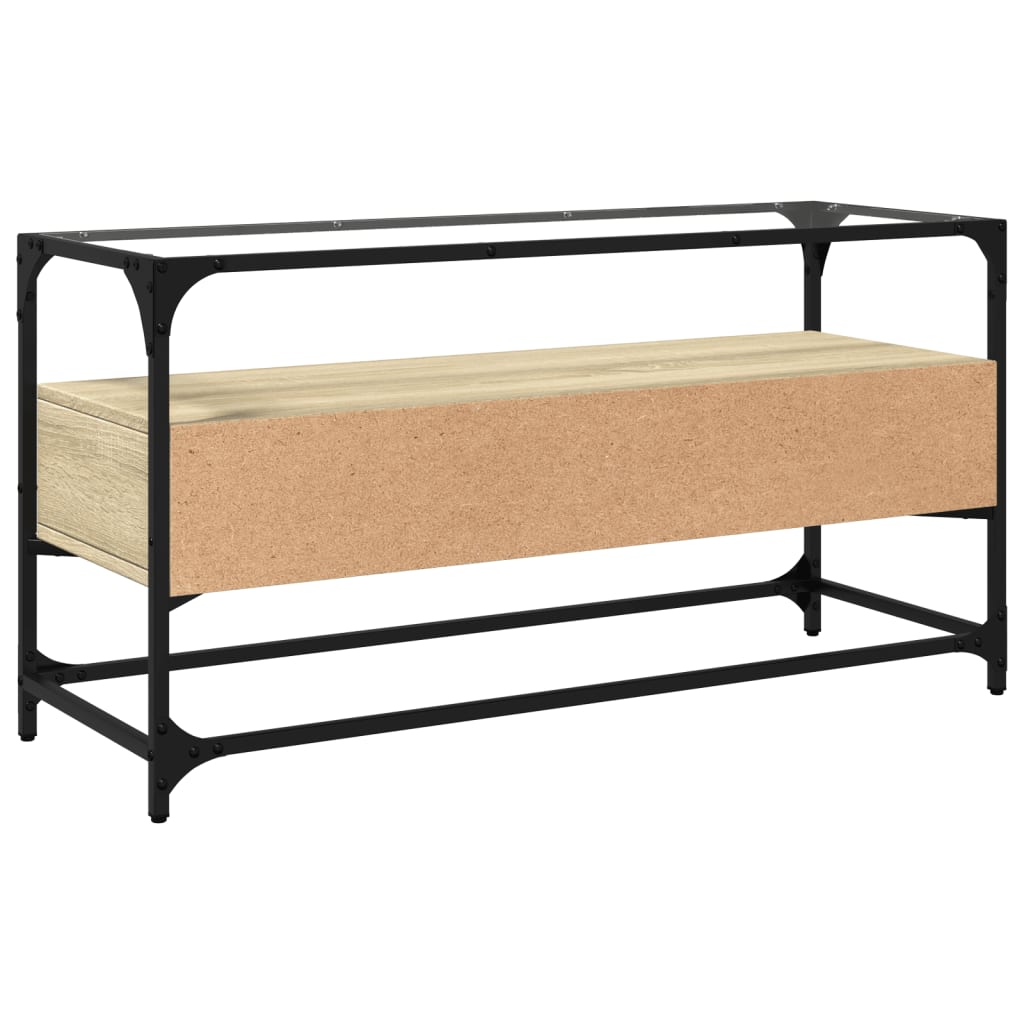 Mobile TV Piano Vetro Rovere Sonoma 98x35x51 Legno Multistrato - homemem39