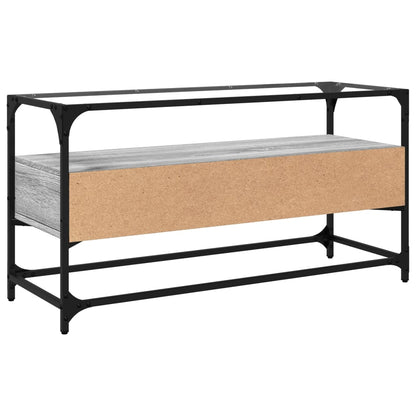 Mobile TV Piano Vetro Grigio Sonoma 98x35x51 Legno Multistrato - homemem39
